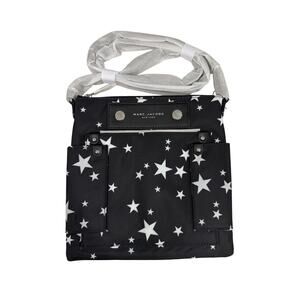 Marc Jacobs Star Print Preppy Nylon Swing Pack Crossbody Bag Black/White
